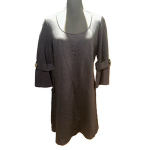 Nubby Black Cocktail Dress with Buckle Sleeve Vintage